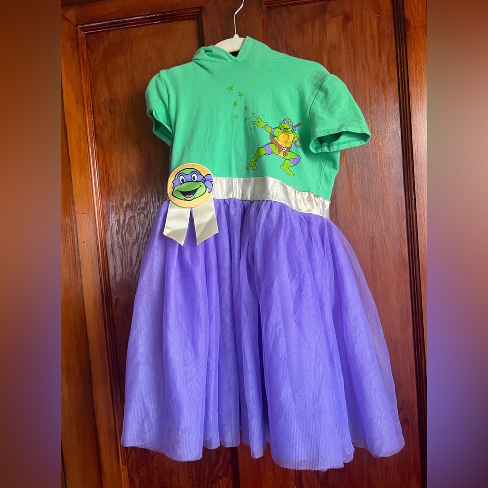 Kids Ninja Turtle dress - Green and Purple